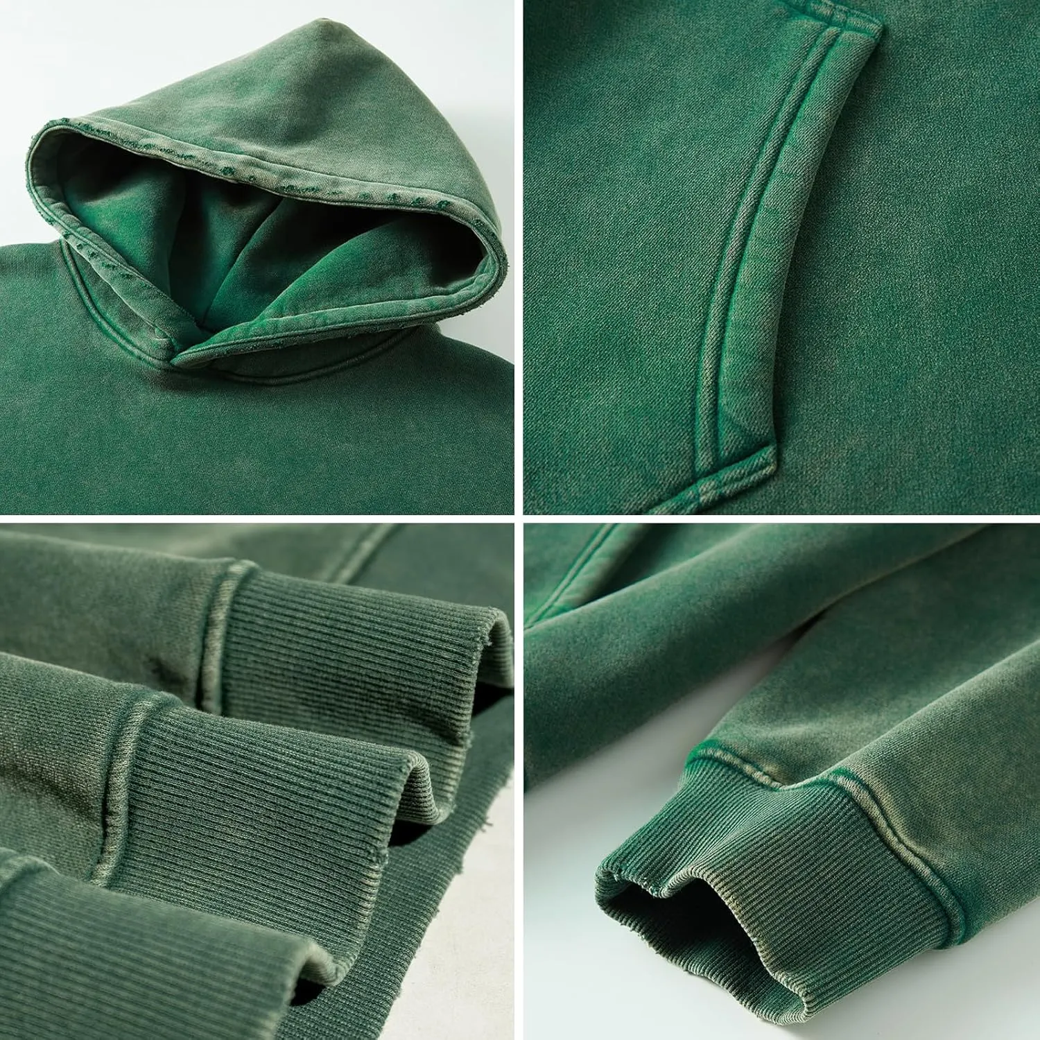 FAIABLE Mens Hoodies Pullover Oversized Hoodie Wash Plush Cotton Hooded Sweatshirt Vintage Heavyweight Hoodie Men Streetwear