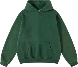 FAIABLE Mens Hoodies Pullover Oversized Hoodie Wash Plush Cotton Hooded Sweatshirt Vintage Heavyweight Hoodie Men Streetwear