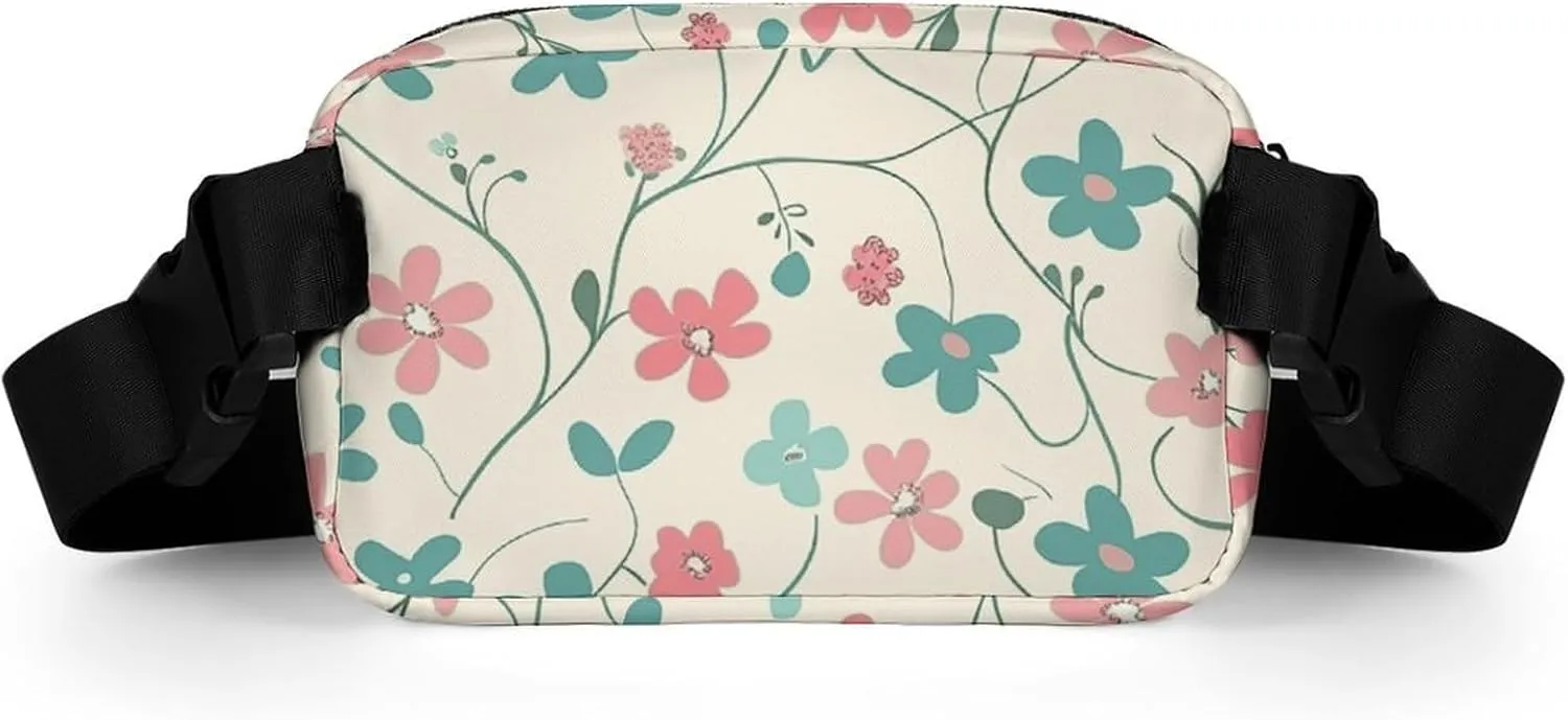 Fanny Pack for Men&Women Crossbody Waist Bag Small Sling Backpack Cyan Vine Pattern Belt Bag