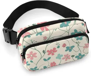 Fanny Pack for Men&Women Crossbody Waist Bag Small Sling Backpack Cyan Vine Pattern Belt Bag