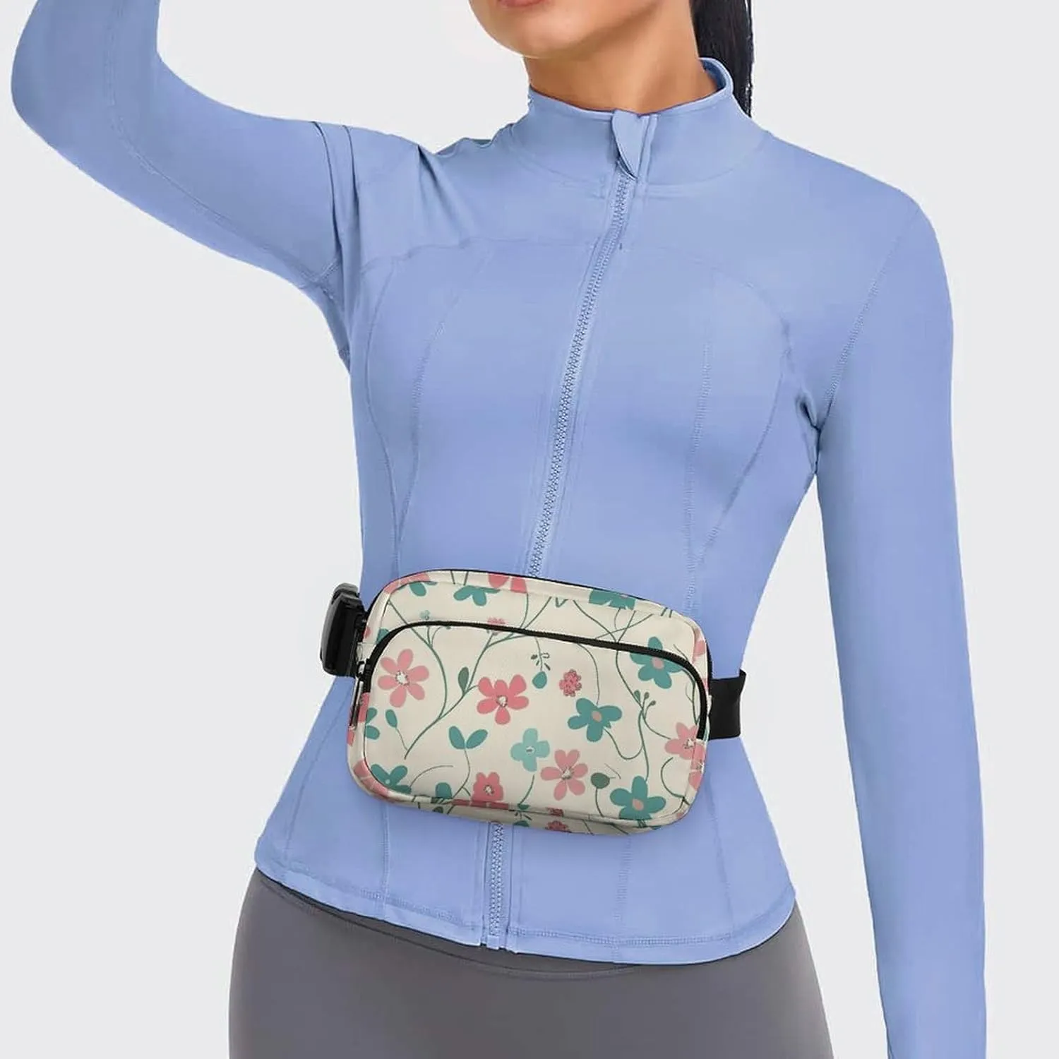 Fanny Pack for Men&Women Crossbody Waist Bag Small Sling Backpack Cyan Vine Pattern Belt Bag
