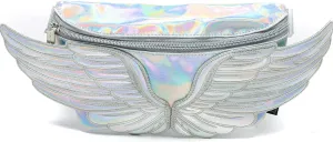Fanny Pack Women Retro Fanny Pack Crossbody Bag for Women Men Festival Bag Small Cute Fanny Packs Woman Concert Bag Fashion Belt Bag 80s Waist Packs WINGS Silver