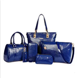 Fashion Crocodile Handbag PU Leather Bag Women Handbags Crossbody Bag Handbag Messenger Bag rse Wallet 6 sets WHC008462