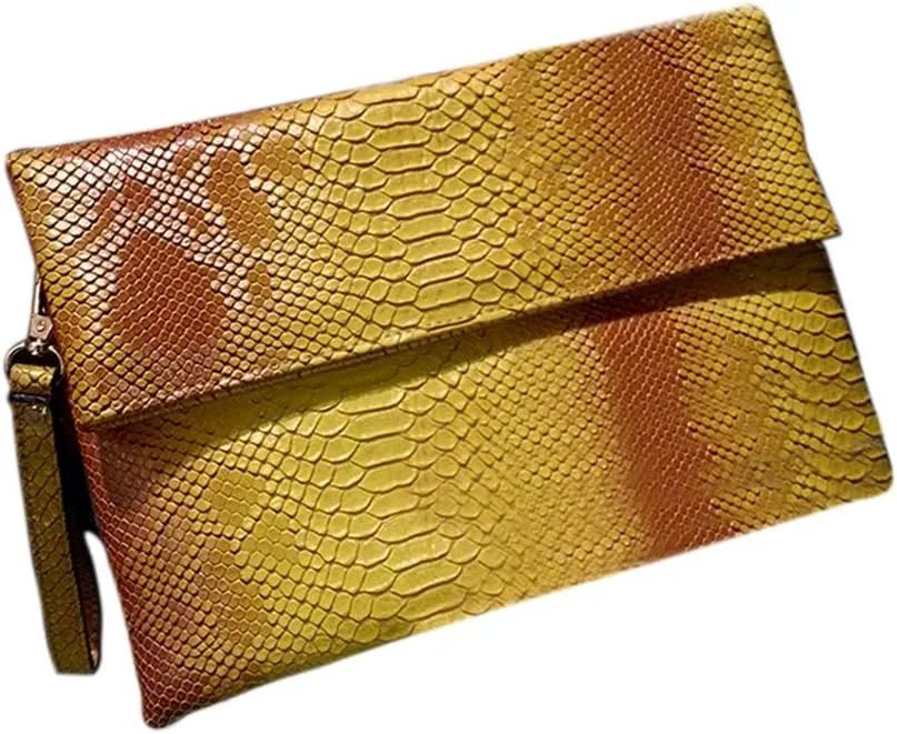 Fashion Snakeskin Envelop Clutch Purse Retro Oversized Handbags for Women