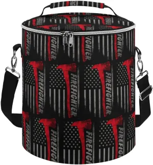 Firefighter Axe Red Line American Flag Large Capacity Cylindrical Camping Ice Pack Unisex