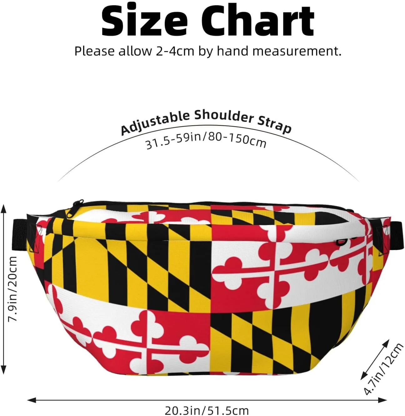 Flag of Maryland Fanny Pack Crossbody Bag â€“ Fashionable Sling Bag for Travel, Running, Cycling, and Everyday Use