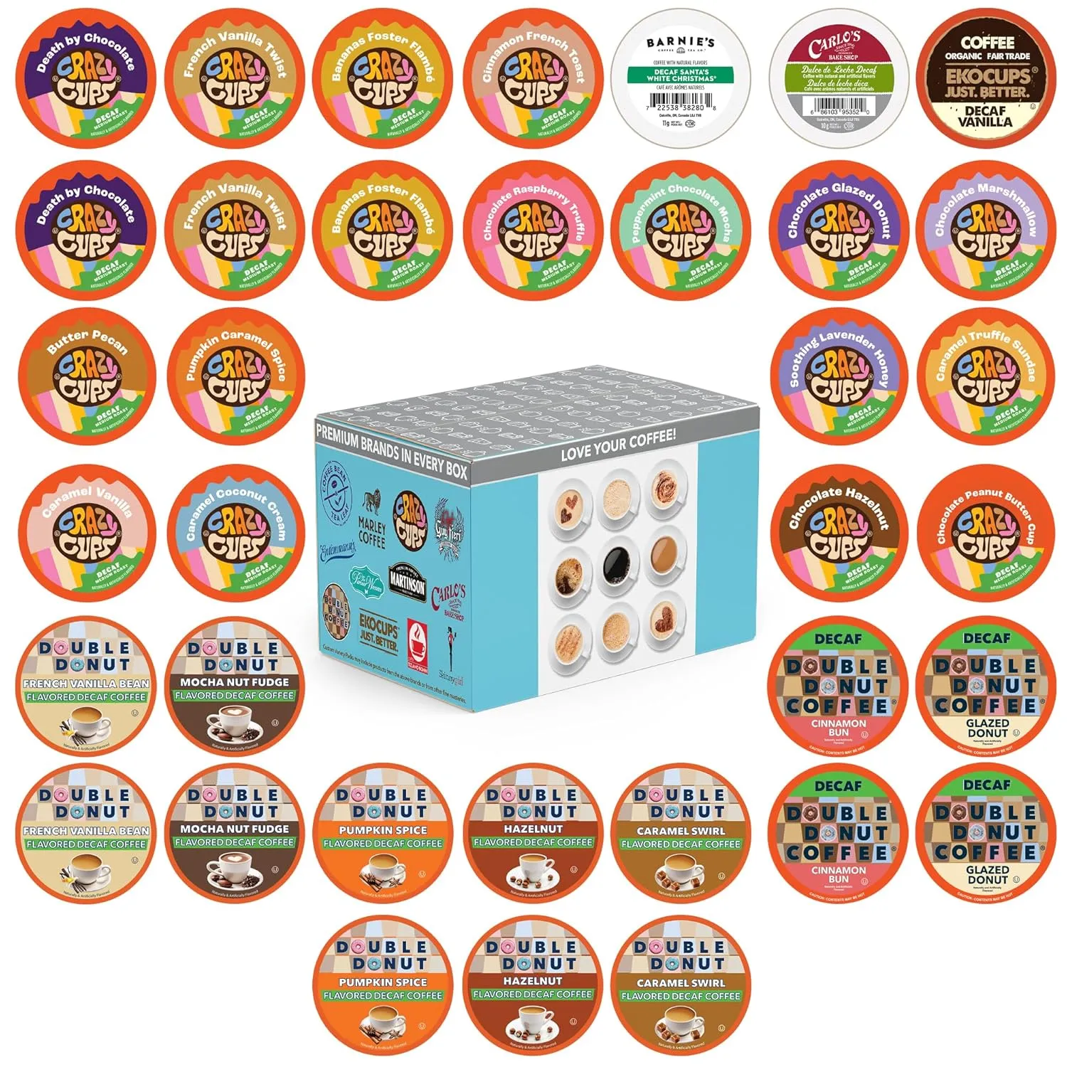 Flavored Decaf Coffee Pods Variety Pack Compatible with Keurig K Cups Brewers, 36 Count, Assorted Decaffeinated Flavored Coffee Sampler(Pack of 1)
