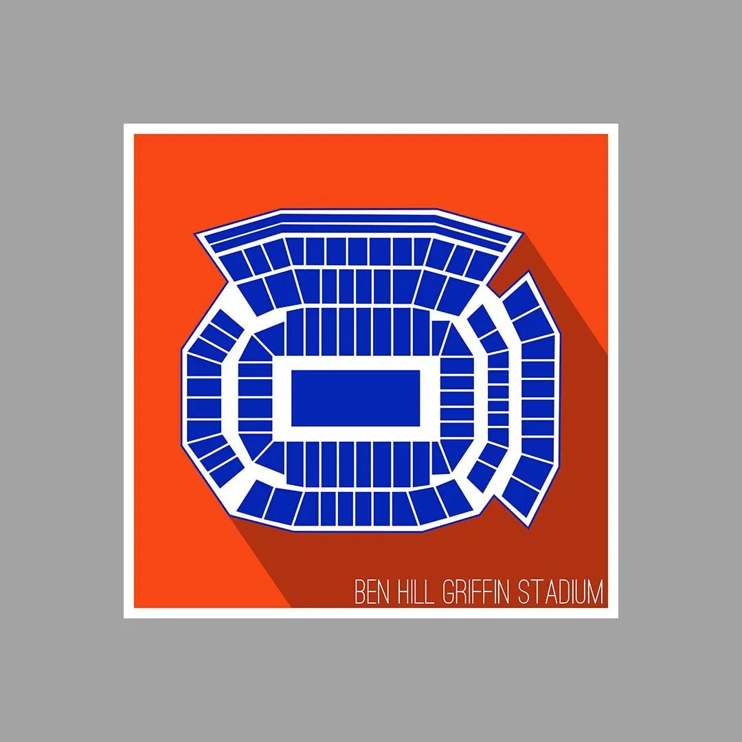 Florida - Ben Hill Griffin Stadium - College Football Seating Map - 36x36 Matte Poster Print Wall Art