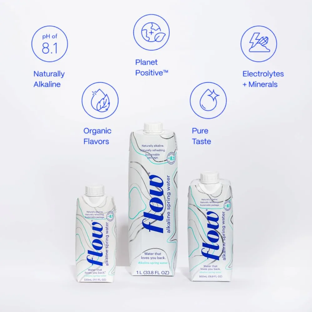 Flow Alkaline Spring Water - Refreshing Taste Of Natural Alkaline Water With Natural Electrolytes, Eco-Friendly Packaging, Non-GMO And BPA-Free. Unflavored. 12 Pack of 16.9 FL Bottles