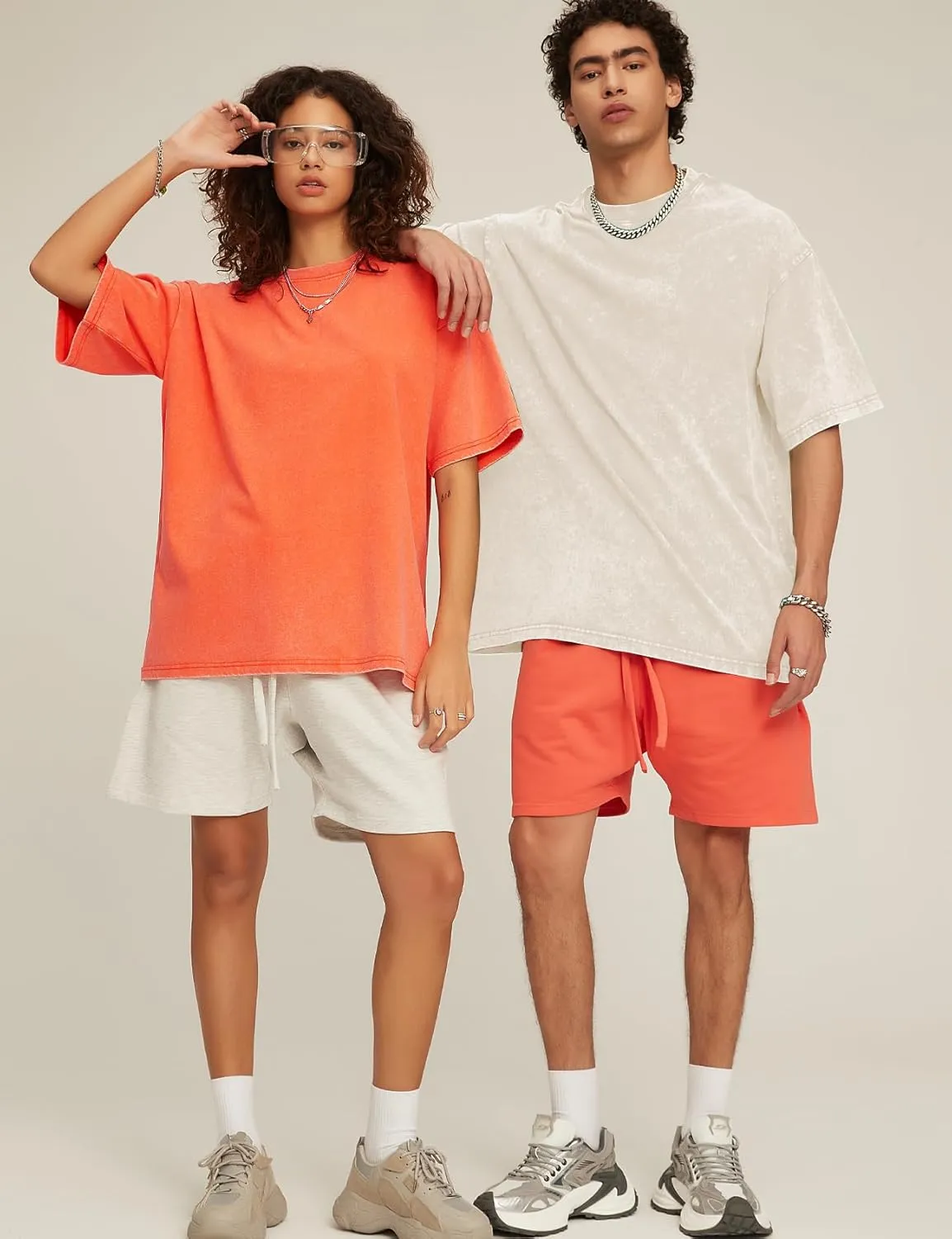Flygo 3 Pack Men Oversized T Shirts Acid Washed Unisex Tee Loose Fit Short Sleeve Casual Streetwear Baggy Basic Tops