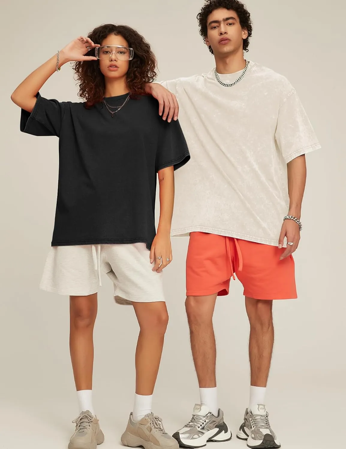 Flygo 3 Pack Men Oversized T Shirts Acid Washed Unisex Tee Loose Fit Short Sleeve Casual Streetwear Baggy Basic Tops