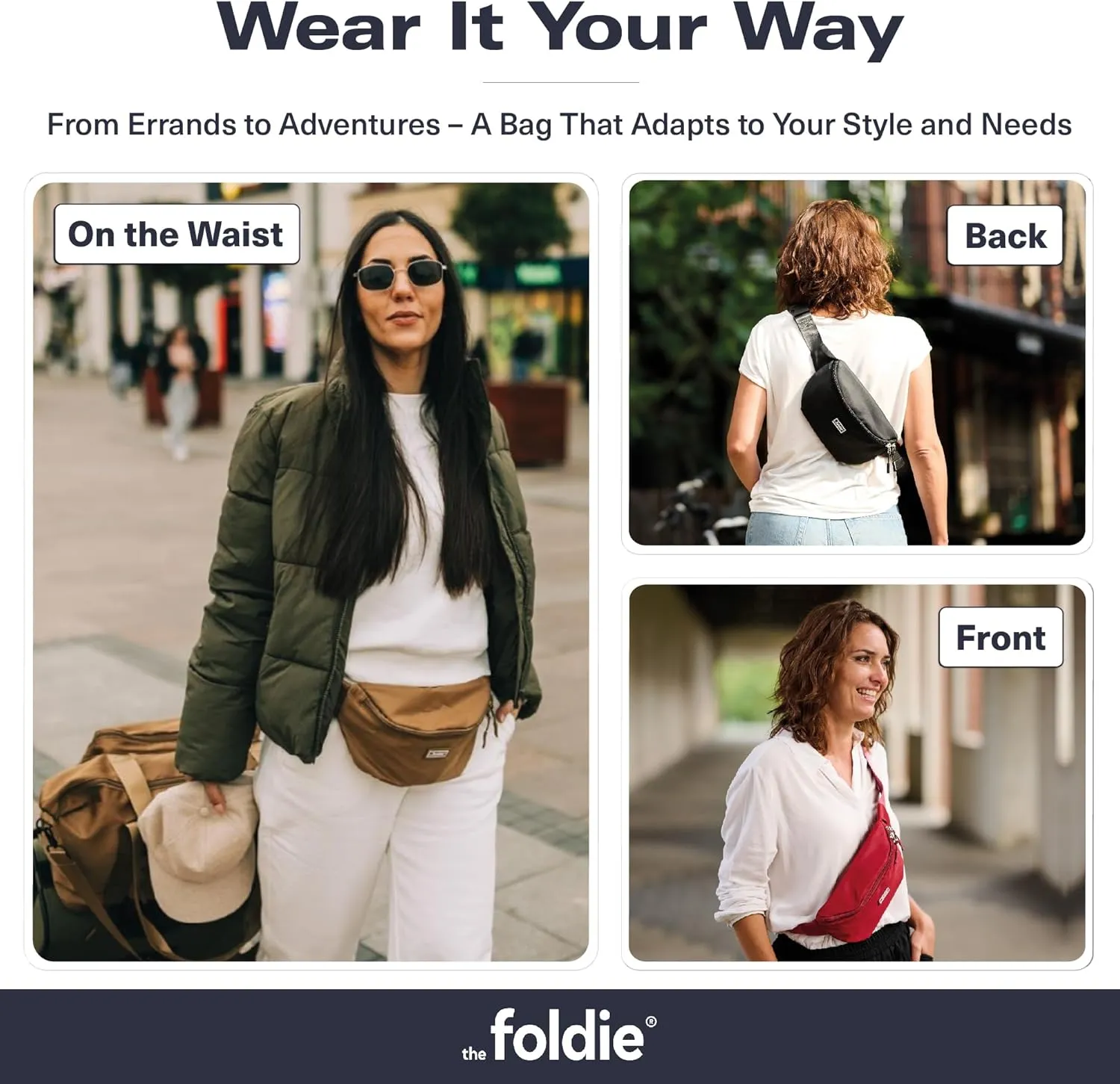 Foldable Crossbody Bags for Women & Men - Anti-Theft RFID-Safe Fanny Pack with Smart Lockable Zippers and Cut-Resistant Strap - Lightweight Waist Pack for Travel & Everyday Use - Beige