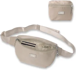 Foldable Crossbody Bags for Women & Men - Anti-Theft RFID-Safe Fanny Pack with Smart Lockable Zippers and Cut-Resistant Strap - Lightweight Waist Pack for Travel & Everyday Use - Beige