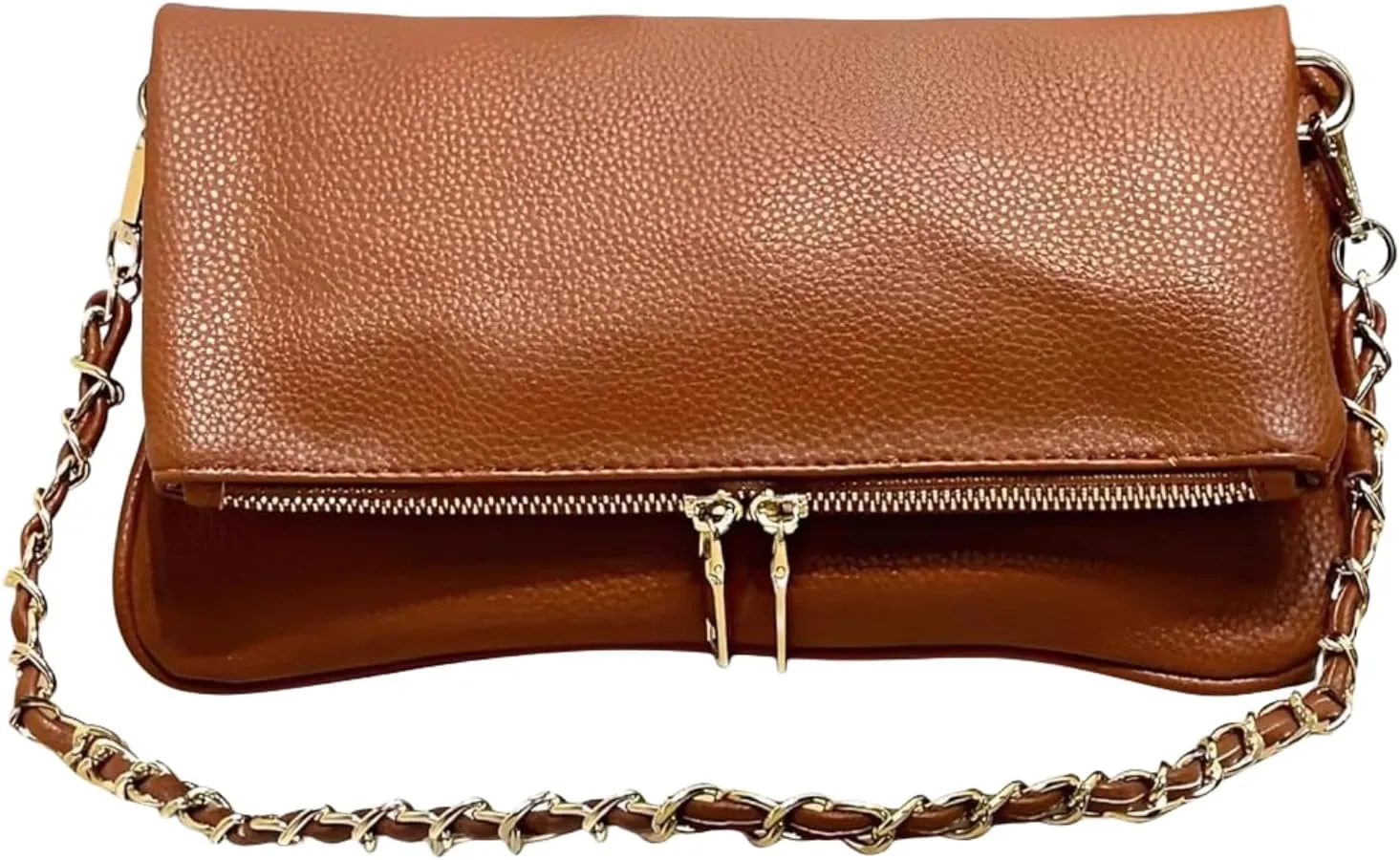 Foldover Crossbody Bags for Women, Vegan Leather Clutch Purse Retro Underarm Shoulder Evening Handbag