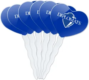 Franklin & Marshall College Primary Logo Heart Love Cupcake Picks Toppers Decoration Set of 6