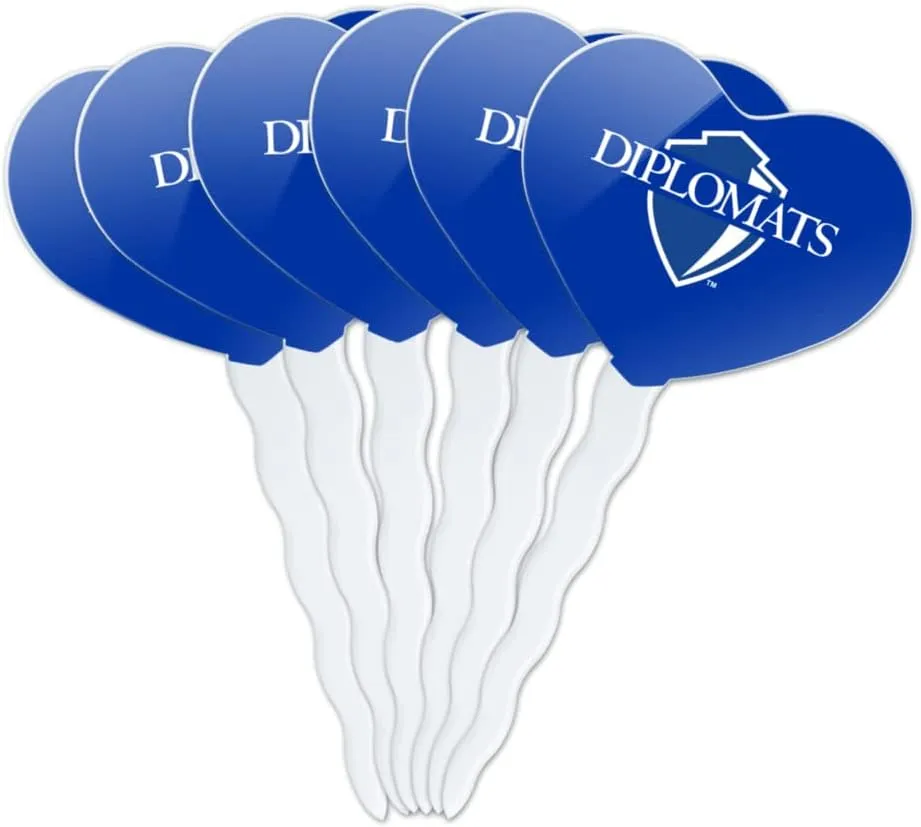 Franklin & Marshall College Primary Logo Heart Love Cupcake Picks Toppers Decoration Set of 6