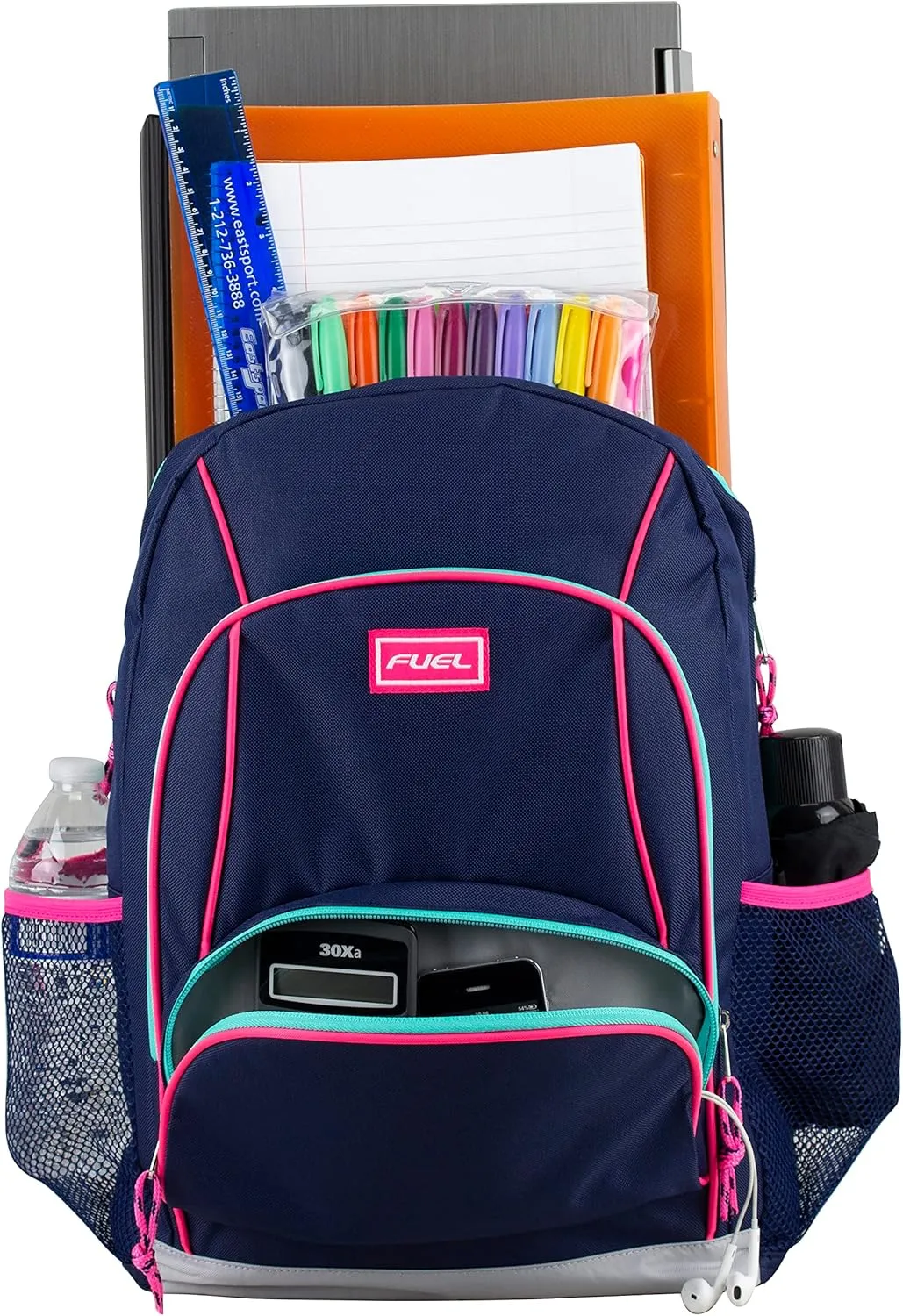 FUEL Laptop Backpack, Multipurpose Casual Daypack, Triple Compartments Bookbag for College, Hiking, Work, 18 Inches, Deep Cobalt