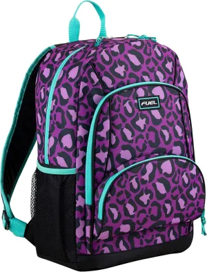 FUEL Laptop Backpack, Multipurpose Casual Daypack, Triple Compartments Bookbag for College, Hiking, Work, 18 Inches, Leopard