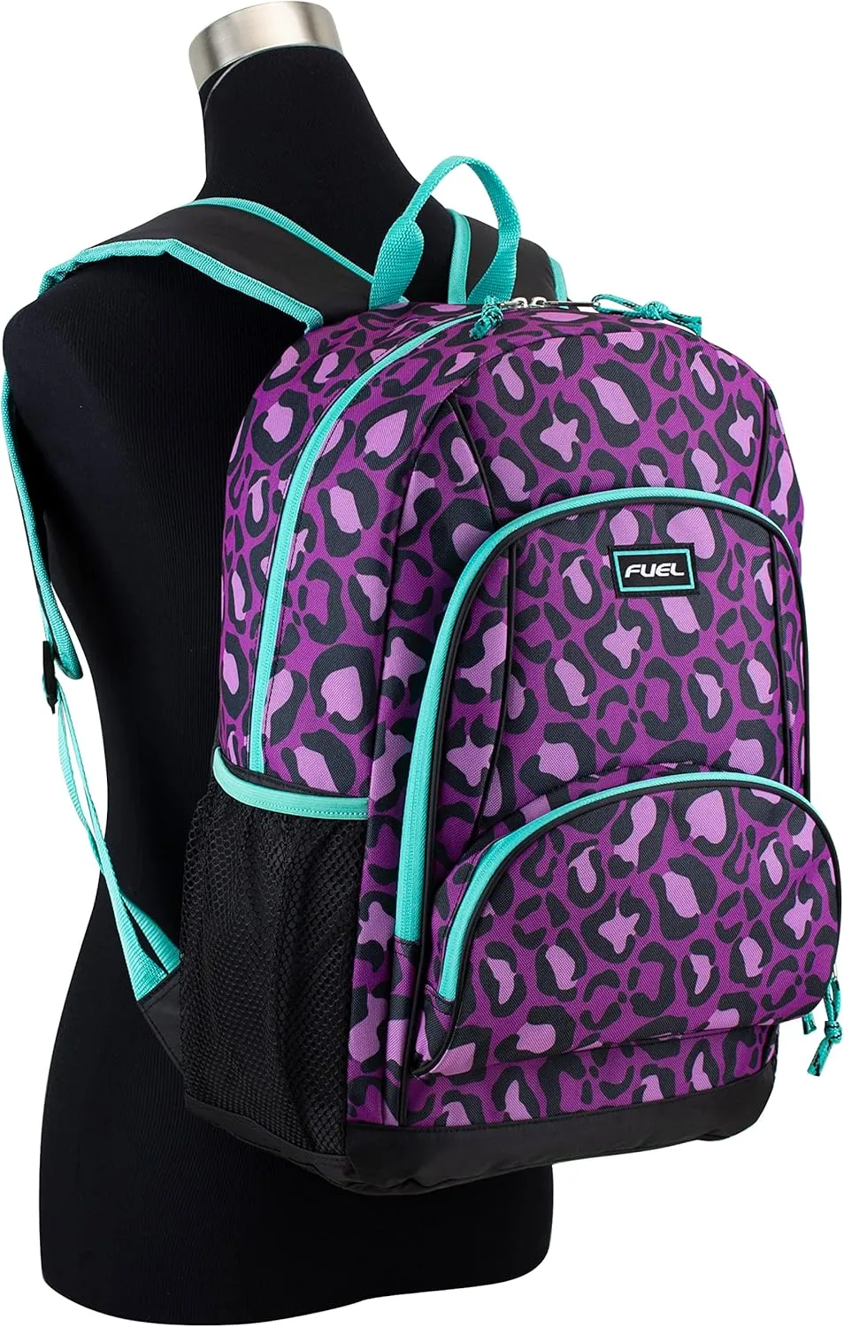 FUEL Laptop Backpack, Multipurpose Casual Daypack, Triple Compartments Bookbag for College, Hiking, Work, 18 Inches, Leopard