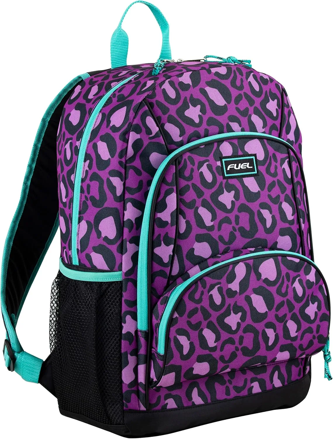 FUEL Laptop Backpack, Multipurpose Casual Daypack, Triple Compartments Bookbag for College, Hiking, Work, 18 Inches, Leopard