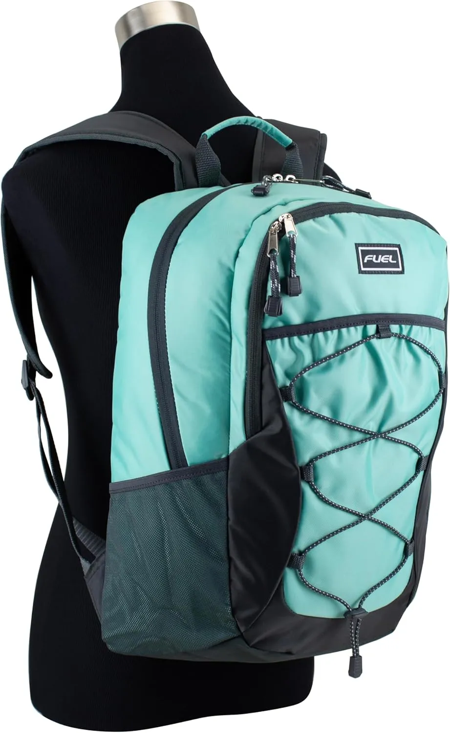 FUEL Rider Sport Hiking Backpack Laptop Travel Carry On Luggage Daypack Bag, Bungee for Travel, Leisure, Outdoors, Mint Blue