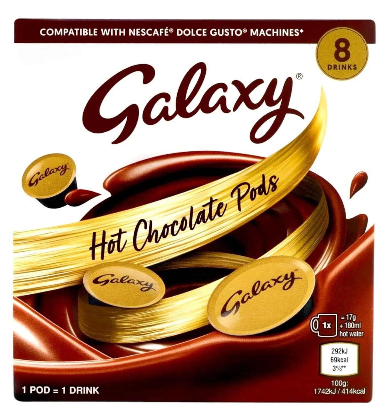 Galaxy Hot Chocolate Dolce Gusto Compatible Pods (Pack of 5, Total 40 Pods, 40 Servings)