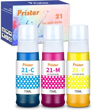 GI-21 GI21 G3270 G3290 Ink Refill Bottles Compatible for Canon 21 Color Ink Refill Set for Canon G3270 G3290 G4280 G3260 G4270 G2260 G1220 G1230 G2270 G3272 MegaTank Printer GI21 Ink Refill C/M/Y