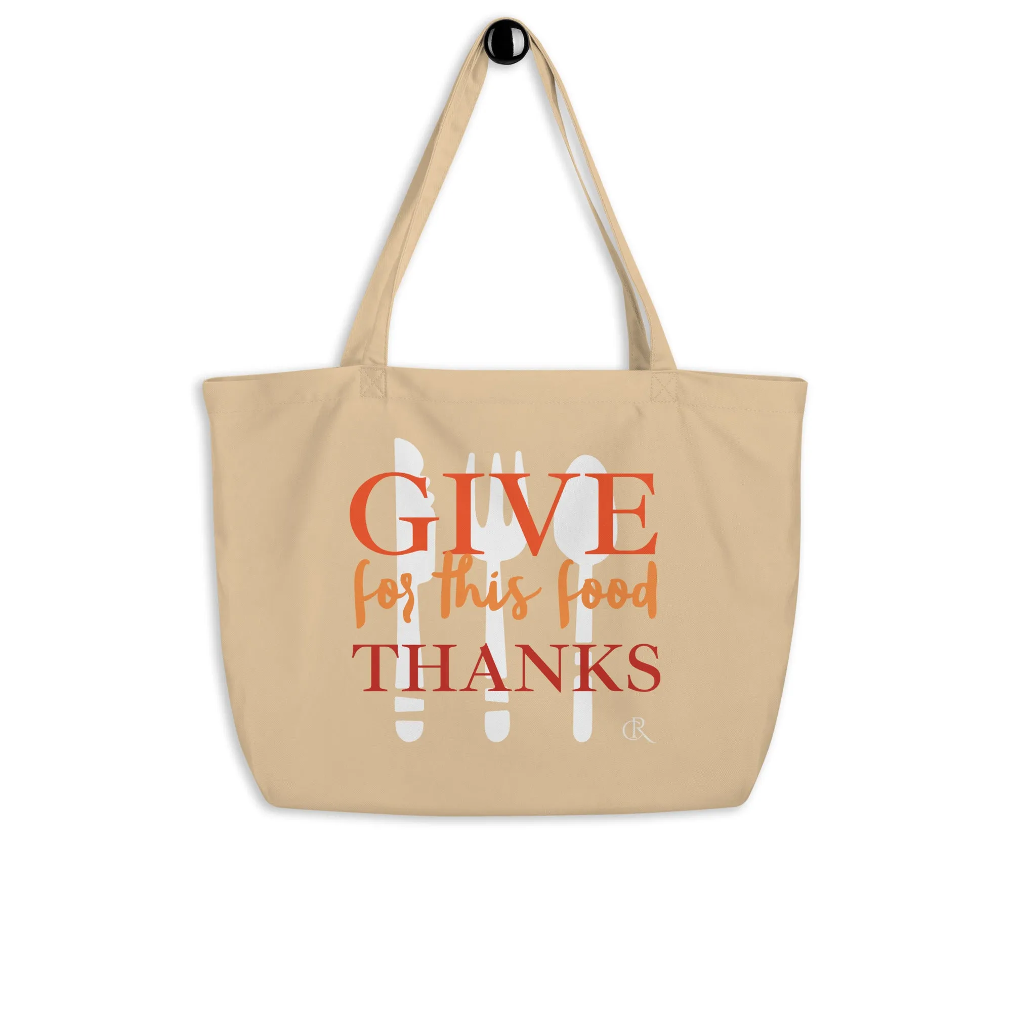 Give Thanks Large Organic Tote Bag