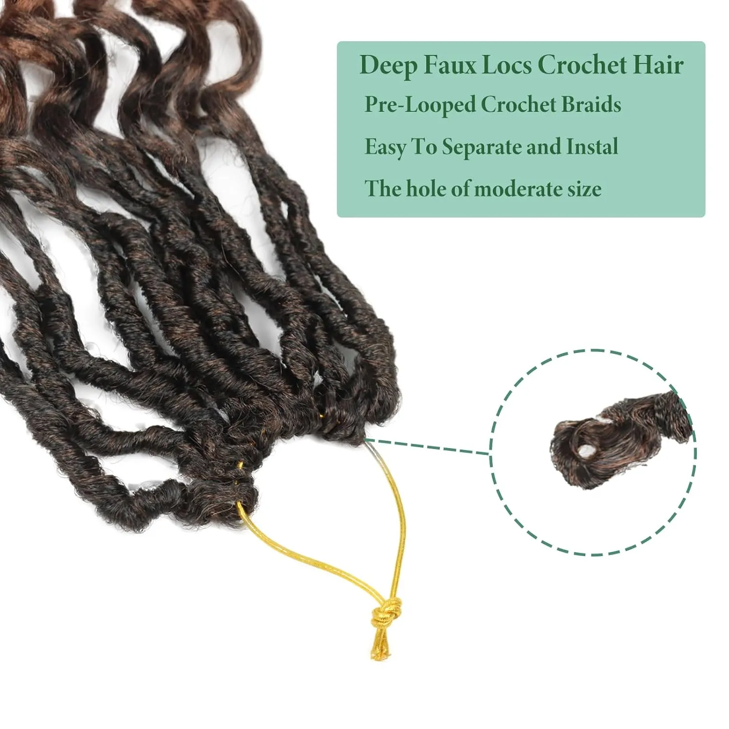 Goddess Locs Crochet Hair 14 Inch 8 Packs with Curly Ends Soft Locs Pre Looped Faux Locs Crochet Hair for Black Women Deep Wave Crochet Braids with Curly Ends (Black to Beige)