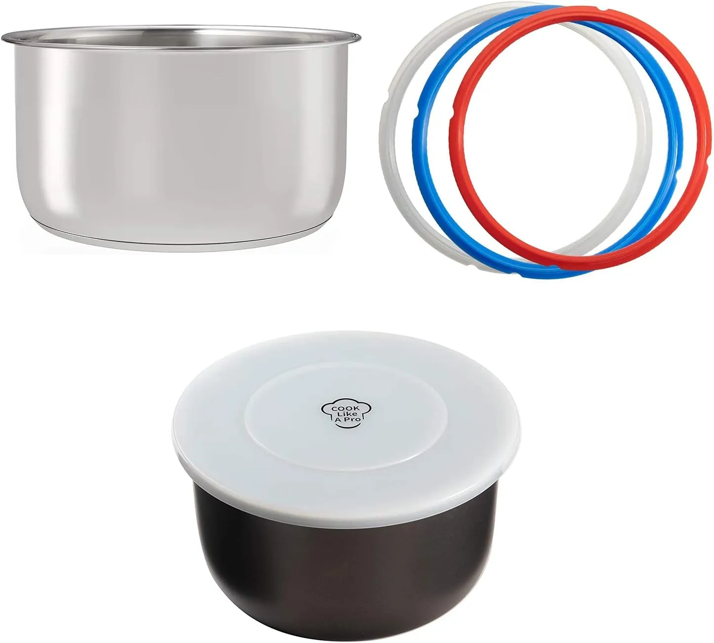 Goldlion Accessories for Ninja Foodi 6.5 Qt, Stainless Steel Inner Pot, 3 Packs Sealing Rings and Inner Pot Cover