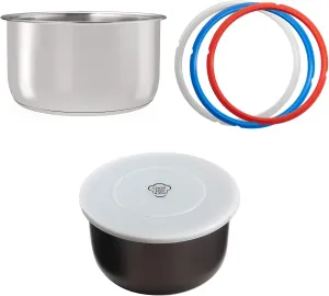 Goldlion Accessories for Ninja Foodi 6.5 Qt, Stainless Steel Inner Pot, 3 Packs Sealing Rings and Inner Pot Cover