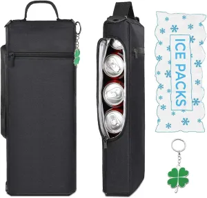 Golf Cooler Bag with Ice Pack, with Lucky Four Leaf Clover Keychain, 6 Can Small Golf Cooler Bag, Cute Golf Gifts for Men Golfers