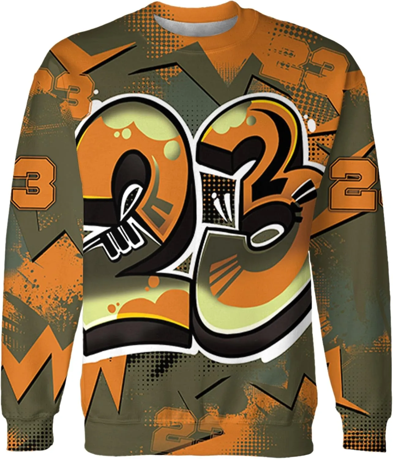 Graffiti Wallpapers 23 3D Unisex All Over Printed Sweatshirt Matching Retro 5s Olive Sneaker for Men Women Unisex Streetwear Clothing Sneaker 3D Graphic Tee Design Printed