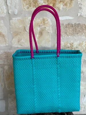 Green and Magenta Woven Tote