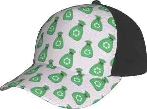 Green Garbage Bag Seamless Pattern Baseball Cap for Men Women Classic Low Profile Golf Dad Hats Adjustable Trucker Hat