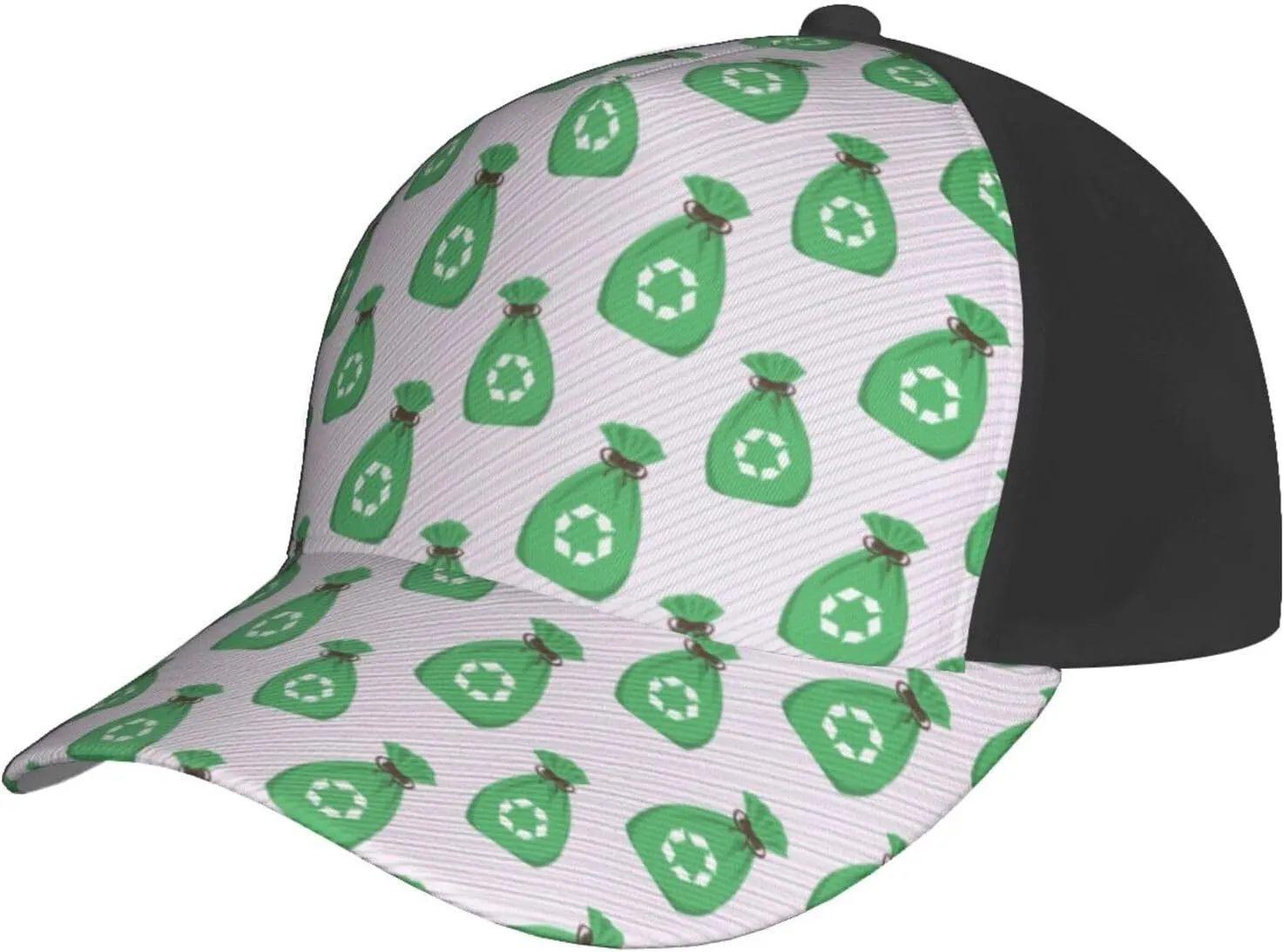 Green Garbage Bag Seamless Pattern Baseball Cap for Men Women Classic Low Profile Golf Dad Hats Adjustable Trucker Hat
