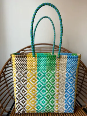 Green, Turquoise and Yellow Woven Tote