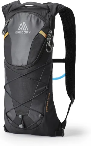 Gregory Tempo 3L H2O Unisex Day Hiking/Backpacking Hydration/Mountain Biking Backpack, Insulated Hydration Sleeve for Water Bladder w/ 2L Reservoir Included, One Size Fits All, Carbon Bronze