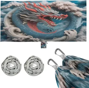 Grey Cloud Dragon Camping Hammock, Single Portable Hammocks with Tree Straps & Attached Carry Bag, 330Lbs Capacity Perfect for Outside Indoor Hiking Beach Backpack Travel