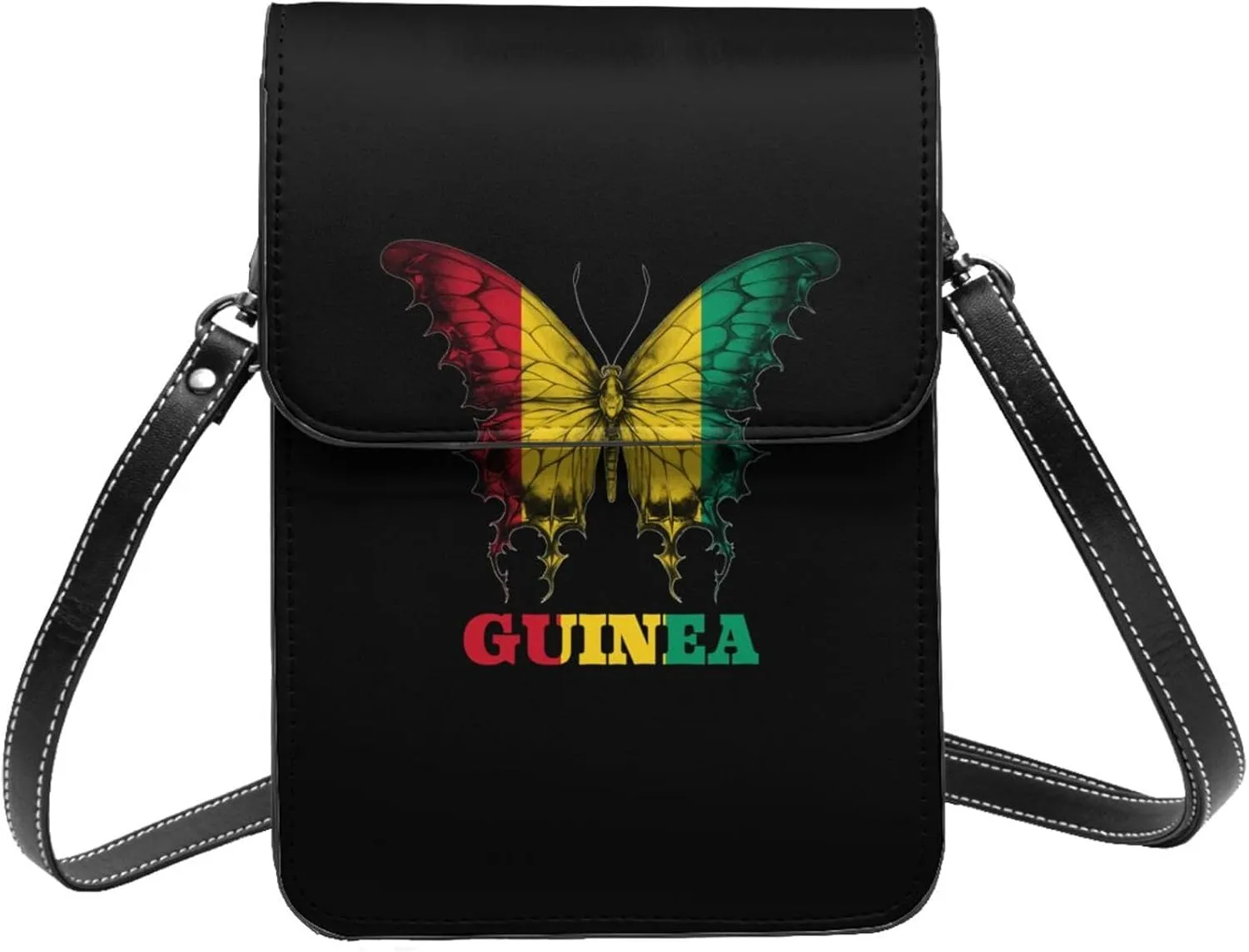 Guinea Guinean Butterflies Flag Small Crossbody Bag Is A Shoulder Bag Designed For Women And Girls Cell Phone Crossbody Wallet Purses With Card Slots Adjustable Strap