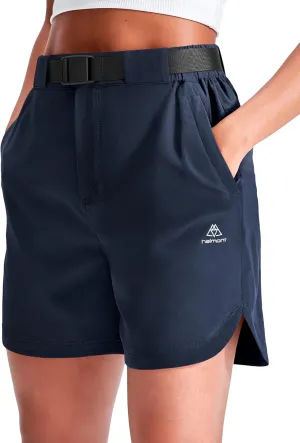 Haimont Women’s Hiking Shorts 5 inch with Pockets and Belt Quick Dry Stretch Lightweight Camping Travel Outdoor Shorts
