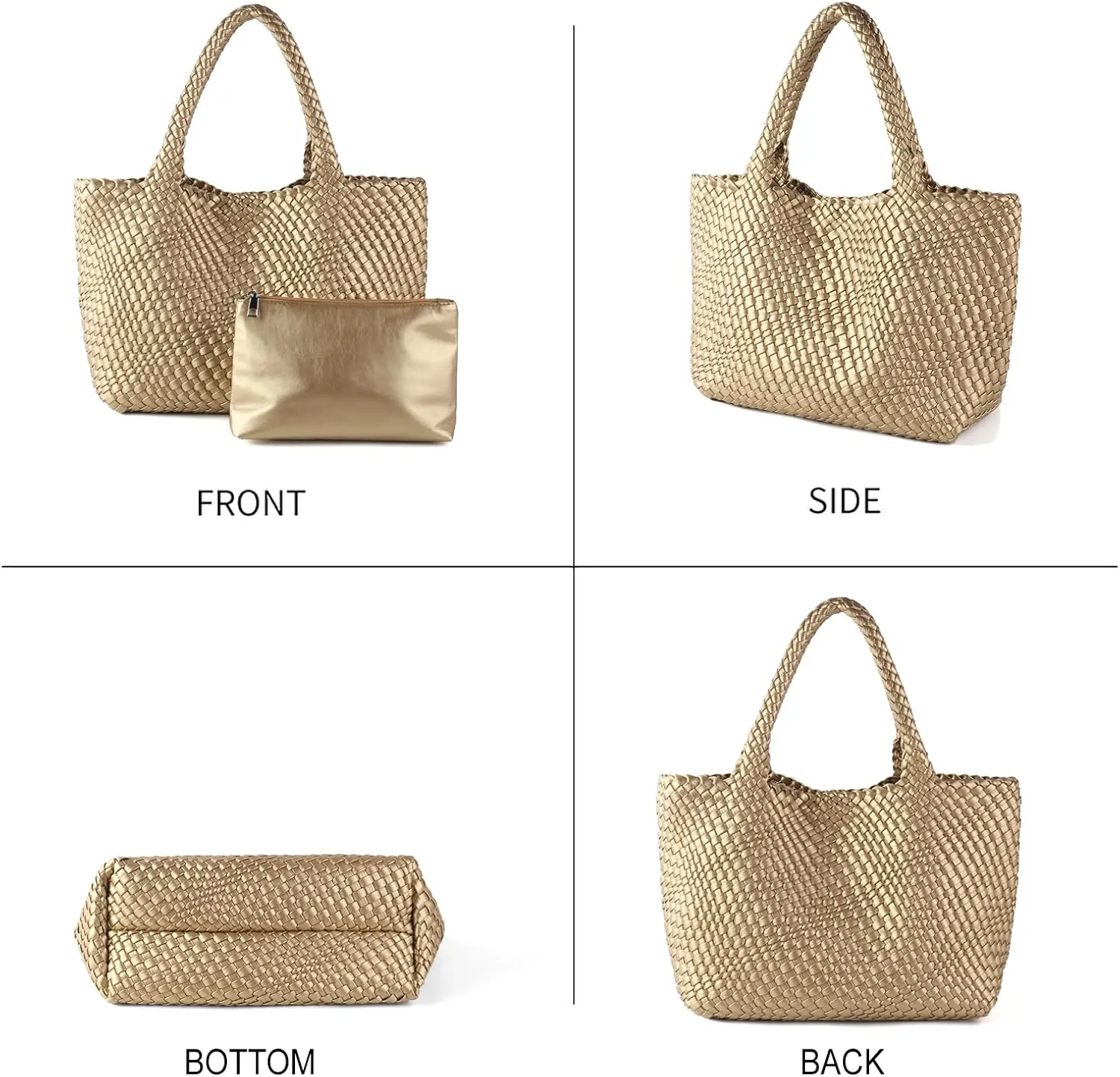 Handmade Woven Bag Satchel Handbag For Women Vegan Leather Tote Bag With Purses Travel Shoulder Bag Underarm Bag