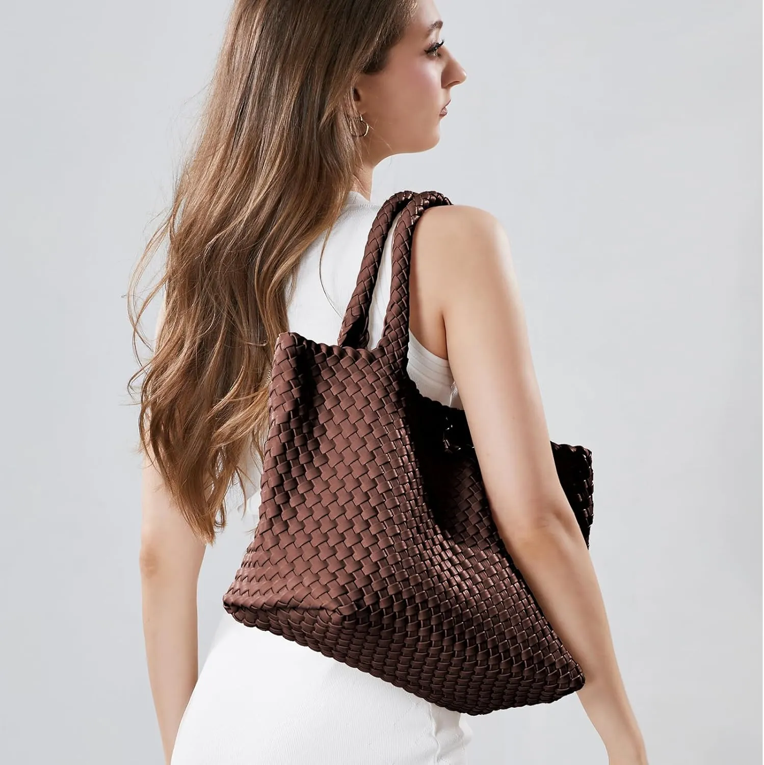 Handmade Woven Bag Satchel Handbag For Women Vegan Leather Tote Bag With Purses Travel Shoulder Bag Underarm Bag
