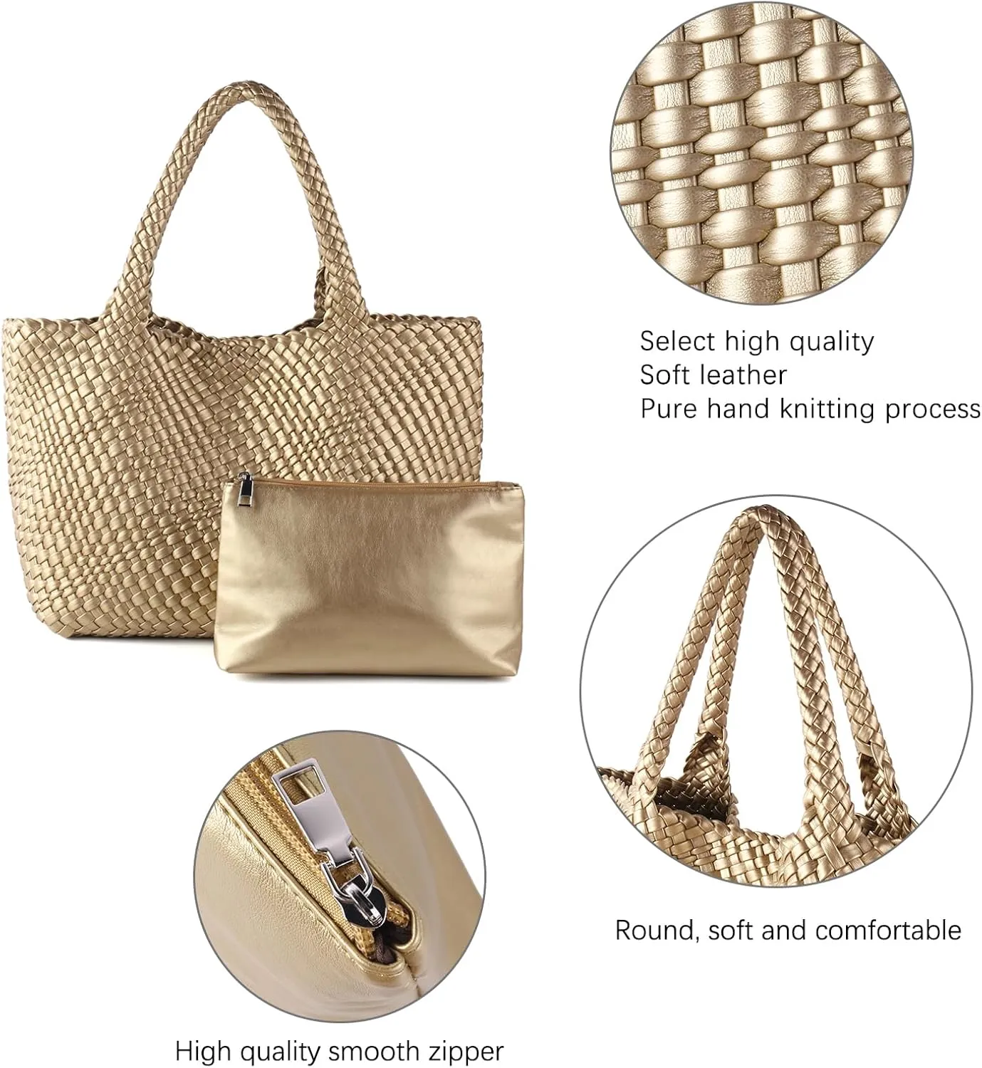 Handmade Woven Bag Satchel Handbag For Women Vegan Leather Tote Bag With Purses Travel Shoulder Bag Underarm Bag