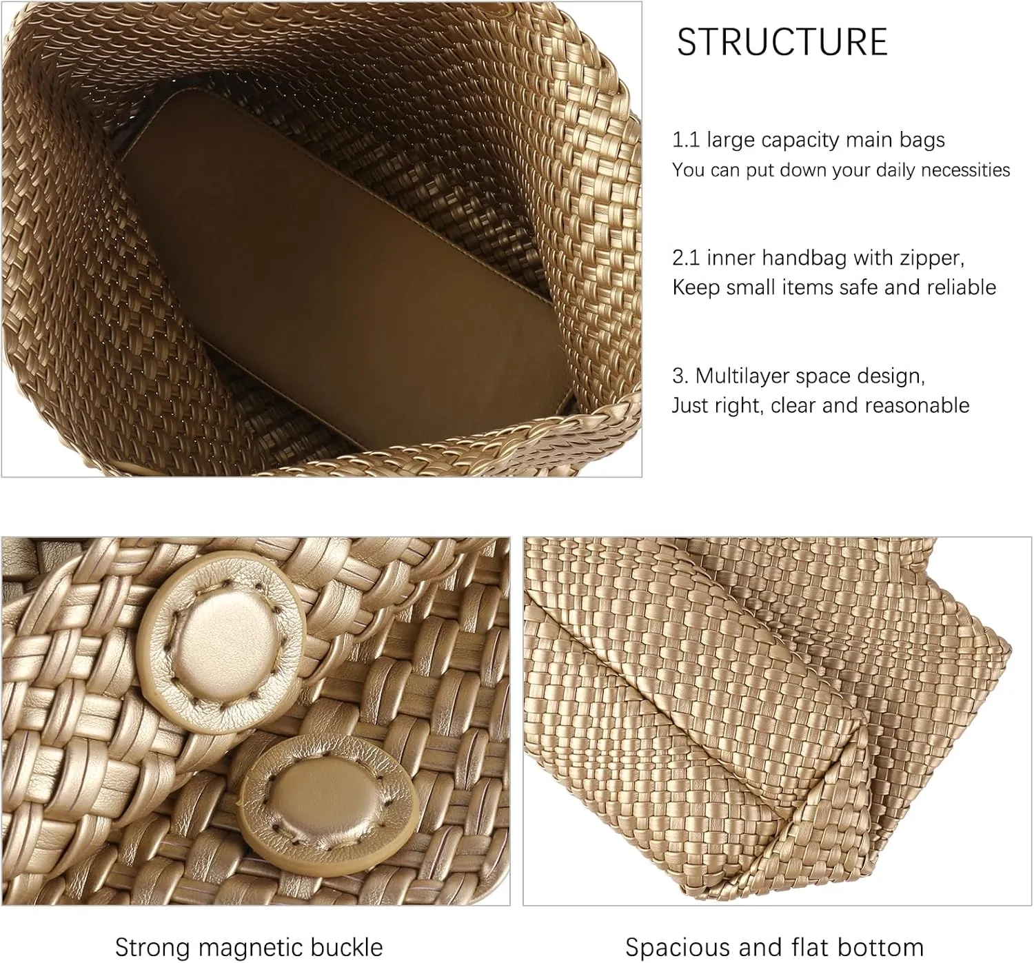 Handmade Woven Bag Satchel Handbag For Women Vegan Leather Tote Bag With Purses Travel Shoulder Bag Underarm Bag