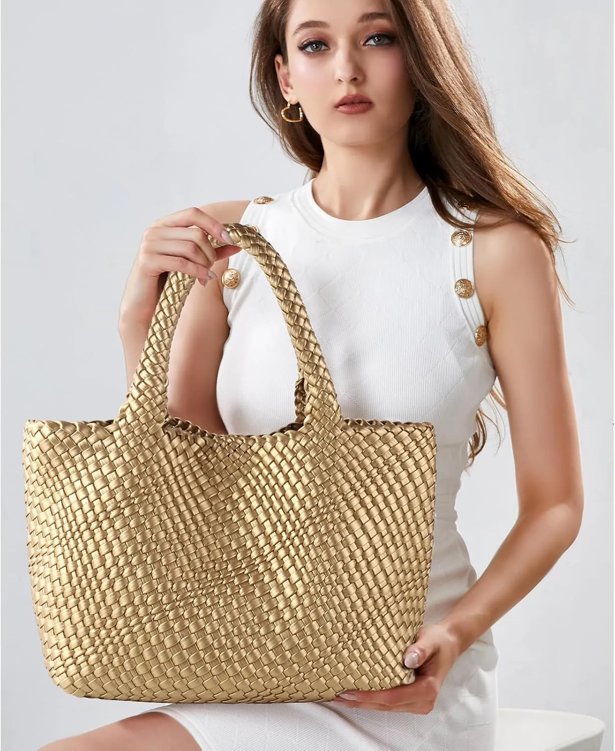 Handmade Woven Bag Satchel Handbag For Women Vegan Leather Tote Bag With Purses Travel Shoulder Bag Underarm Bag
