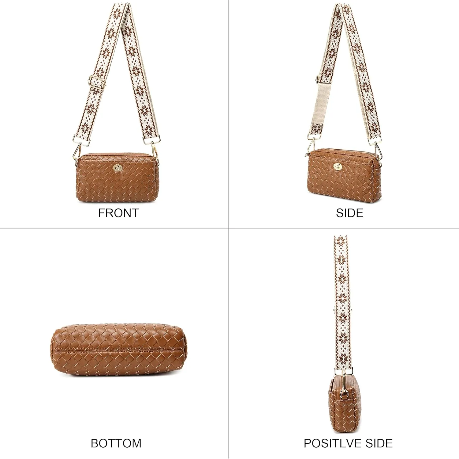Handwoven Crossbody Bag for Women, Shoulder Purse with Adjustable Strap Lightweight Summer Festival Bag Gift