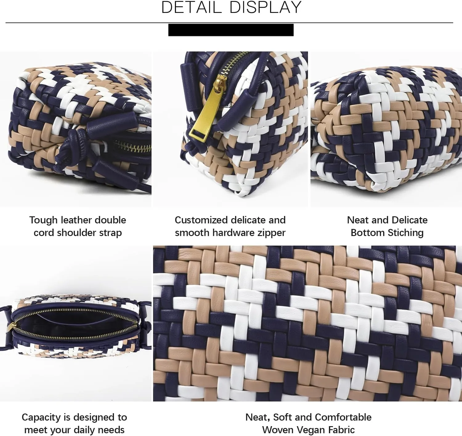 Handwoven Crossbody Bag for Women, Shoulder Purse with Adjustable Strap Lightweight Summer Festival Bag Gift