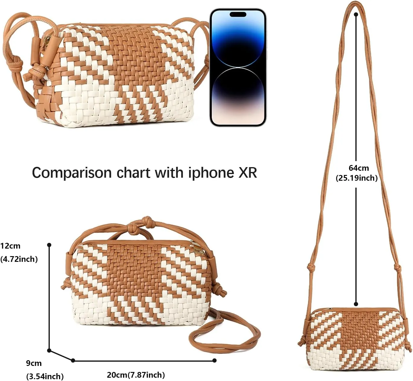 Handwoven Crossbody Bag for Women, Shoulder Purse with Adjustable Strap Lightweight Summer Festival Bag Gift