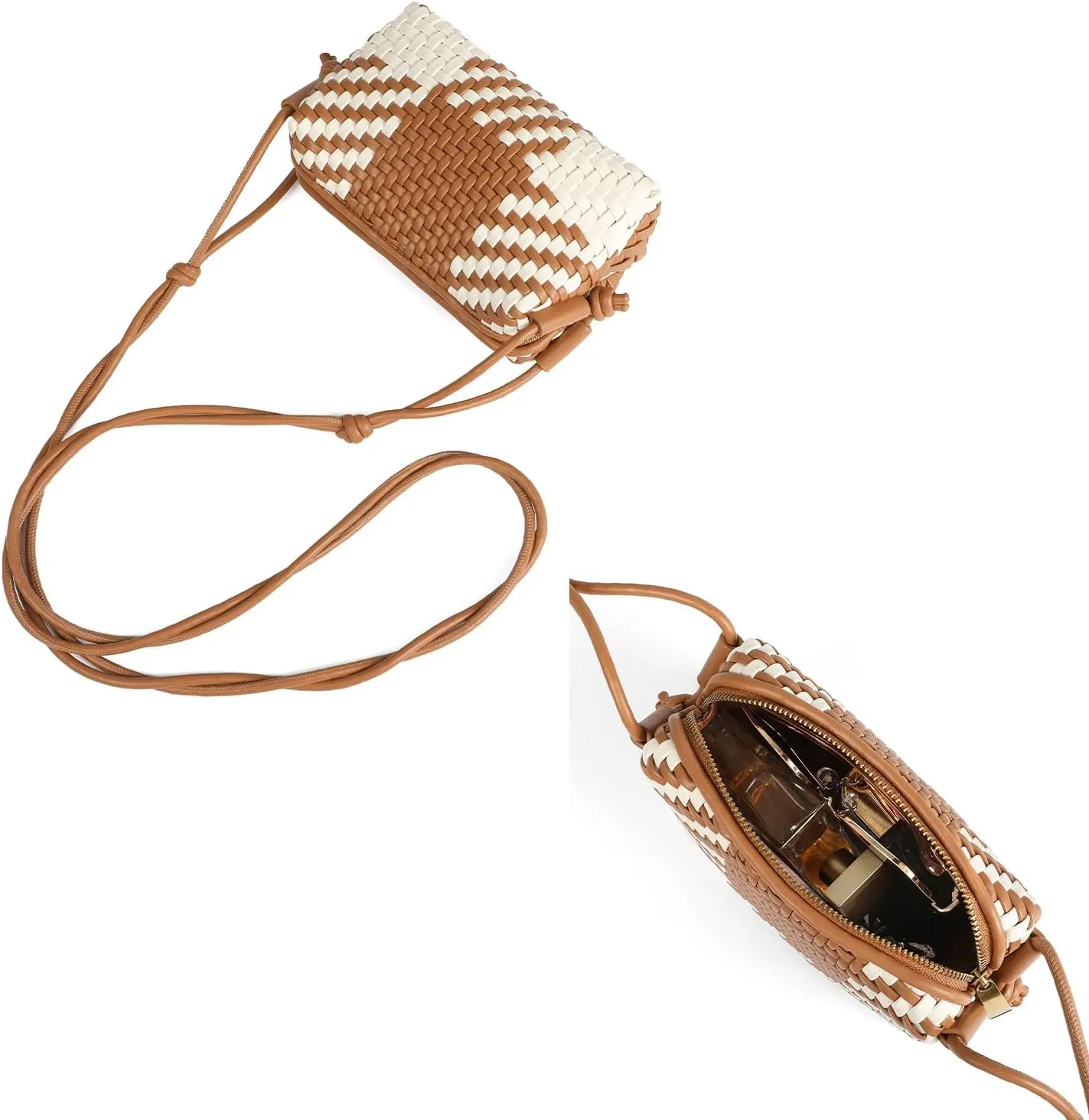 Handwoven Crossbody Bag for Women, Shoulder Purse with Adjustable Strap Lightweight Summer Festival Bag Gift